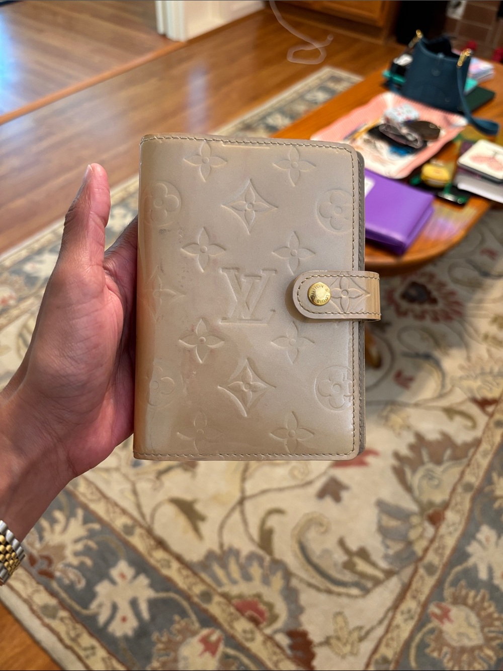 Louis Vuitton Nude/Cream Vernis Monogram PM Agenda